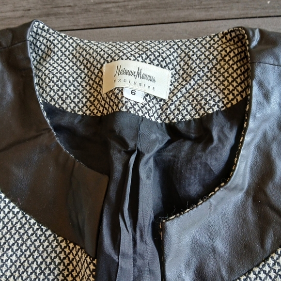 Newman Marcus 100% Wool leather trim jacket NWOT size 6 - Picture 8 of 8